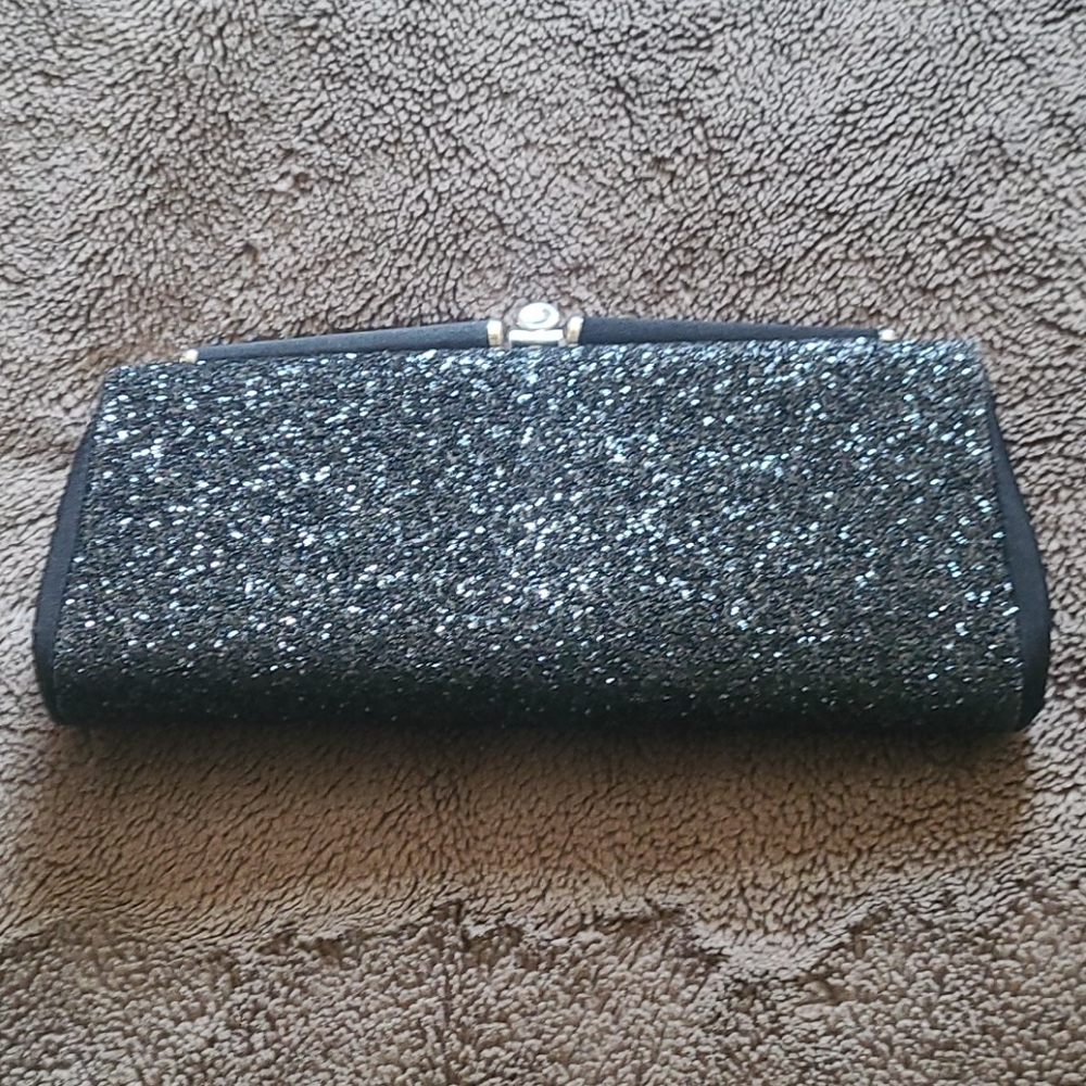Vintage Black Sparkle Clutch Handbag